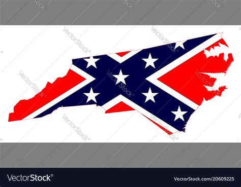 North Carolina Map And Confederate Flag Royalty Free Vector