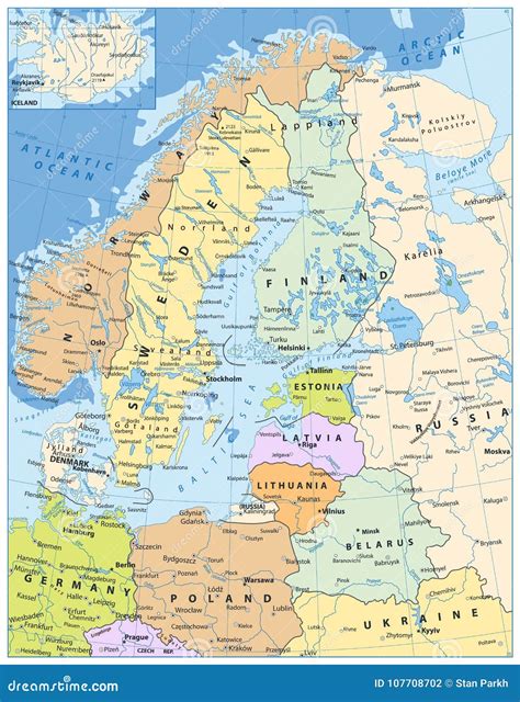 Northern Europe Map Vector Illustration 107708672