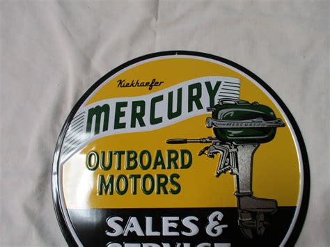 Mercury Outboard Tin Sign 12 Diameter Bodnarus Auctioneering