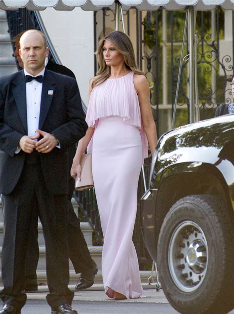 Melania Trump Pearl Pink Tea Length Prom Dress White House Easter Egg Roll Thecelebritydresses