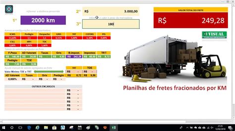 Planilha De Cálculo Para Fretes Fracionados Por Km Rodado