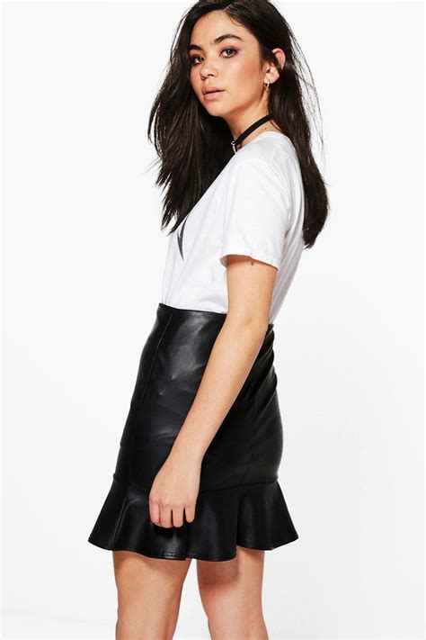 boohoo womens beau leather look peplum mini skirt ebay