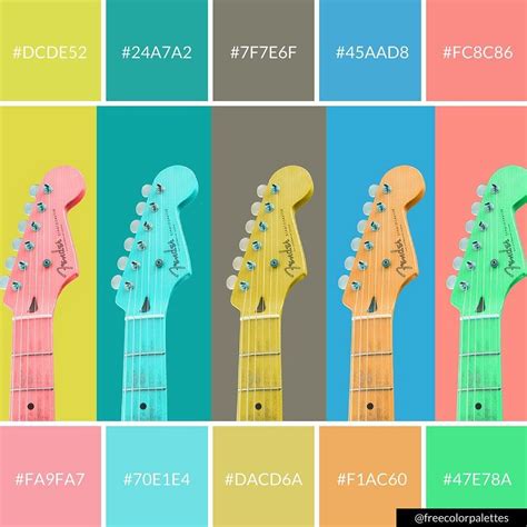Guitar Colorful Bold Color Palette Inspiration Digital Art