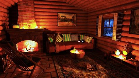 Sleep In A Cozy Winter Cabin With Blizzard And Fireplace Sounds For