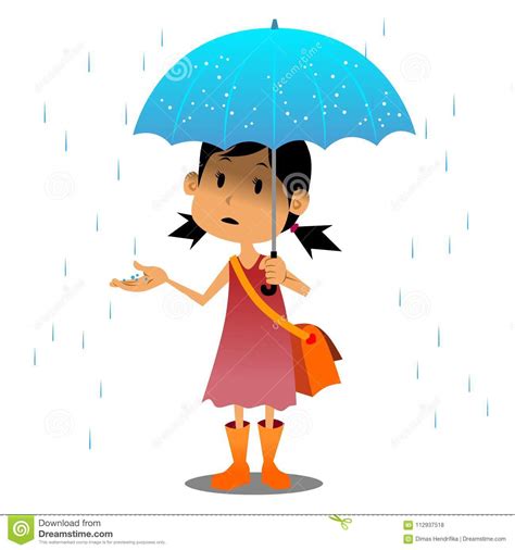 New Girl With Umbrella In Rain Cartoon Friend Quotes