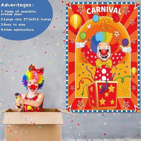 Carnival Circus Theme Party Games Pin The Nose On The Clown Game