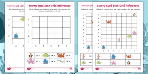 Starry Eyed Stan Grid References Worksheet Activity Sheets