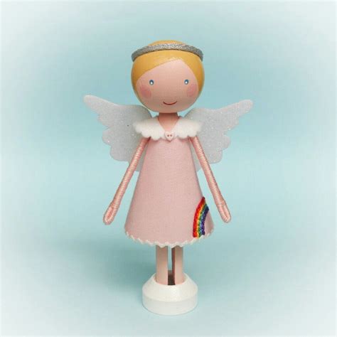 Peg Doll Clothespin Doll Rainbow Angel Flossy Bobbins Makery