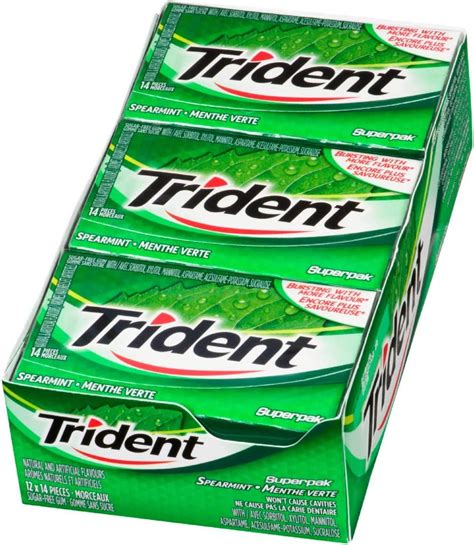 Trident Sugar Free Spearmint Chewing Gum Superpak 12 Pack 14 Pieces