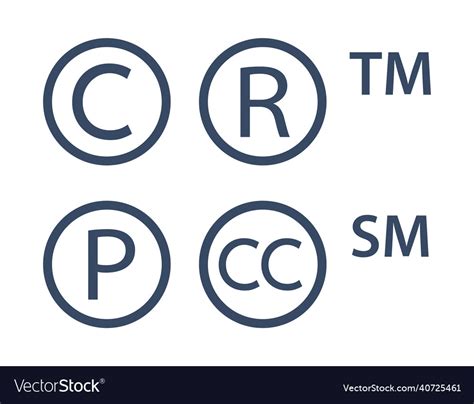 Copyright And Trademarks Symbols Set Royalty Free Vector