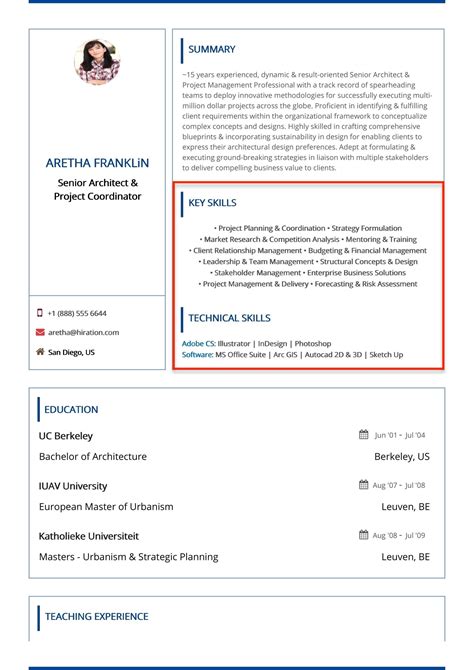 Skills For A Resume Aretha Franklin High School Teacher 1 ...