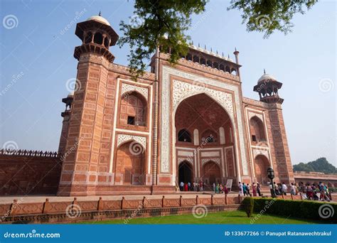The Front View Of The Gate Of Taj Mahal In Agra India Editorial Photo