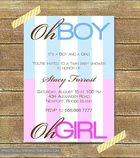 Baby Shower Invitation For Twins Boy And Girl Baby Shower Invitations
