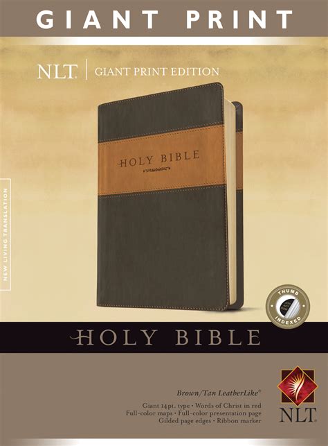 Nlt Bible Giant Print Tutone Brown And Tan Imitation Leather With Thumb