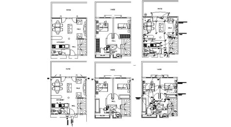 2 Bhk Residence Bungalow Design Furniture Layout Cad Plan Cadbull