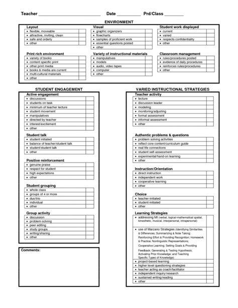 Free Behavior Observation Checklist Forms For Use In Assessing Walk