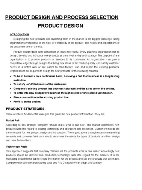 Product Design And Process Selection Pdf Marketing Design