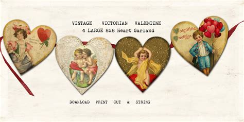 Vintage Valentine Heart Garland Download Print Etsy
