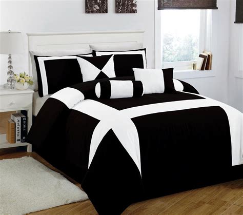 Kinglinen 7 Piece Queen Jefferson Black And White Comforter Set White