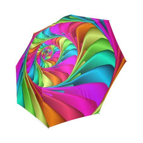 Psychedelic Rainbow Spiral Umbrella Foldable Umbrella Model U01 Id