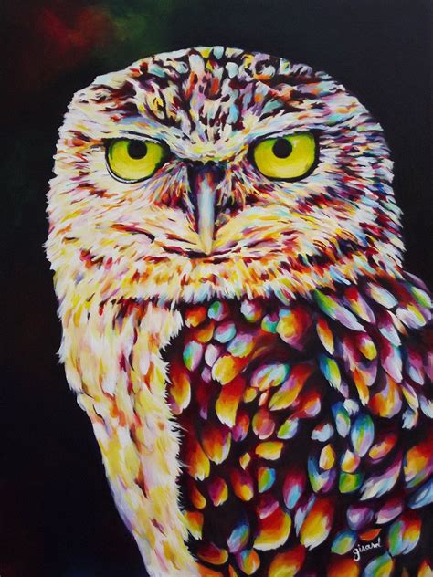 Portrait Of An Owl Acrylic Painting By Claudelle On Etsy Animal