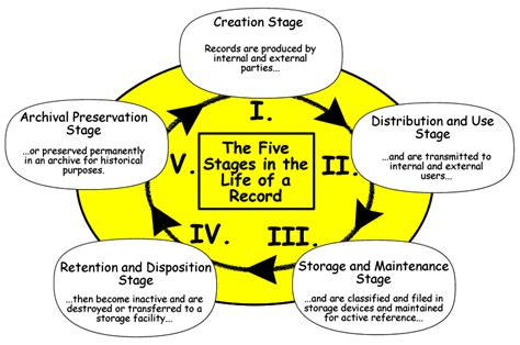 Stages Of Records Managementlife Cycle Of A Record This Diagram Gives