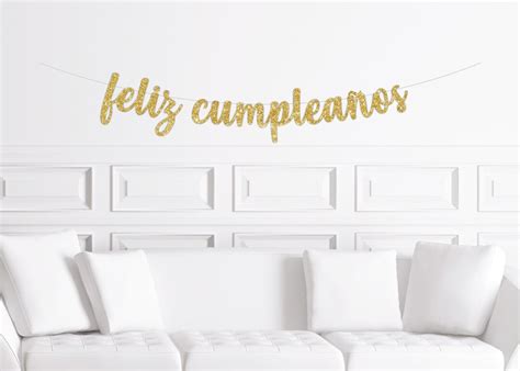 Feliz Cumpleanos Cursive Party Banner Spanish Happy Birthday Etsy