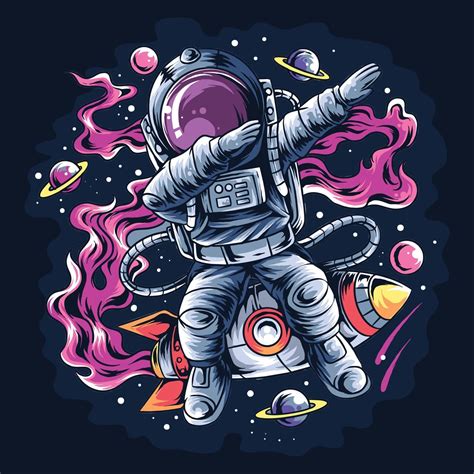 Download Astronaut Dabbing Style On A Space Rocket With The Stars And