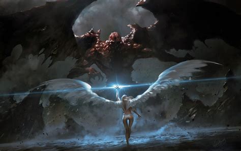 1920x1200 Angel Angels Art Demon Demons Fantasy Fighting Wings