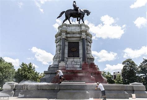 Robert E Lee Monument In Richmond Vandalized With Red Paint And Blm