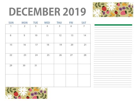Best December 2019 Floral Calendar Excel Calendar Calendar Download