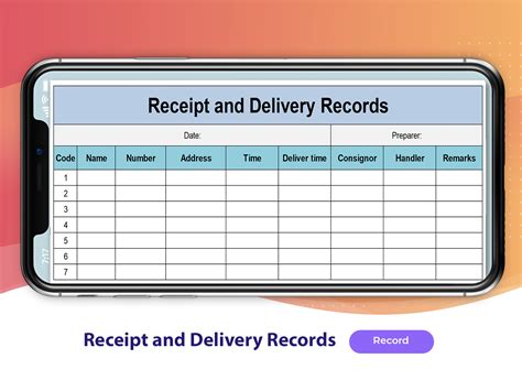 Excel Of Green Receipt And Delivery Recordxlsx Wps Free Templates