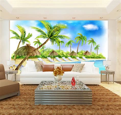 Modern Beach 3d Wallpaper Murals 3d Living Room Wallpaper Photo Wall