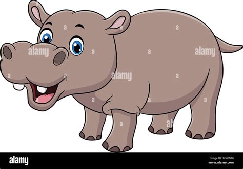 Cute Hippopotamus Cartoon Animal Vector Illustration Stock Vector Image