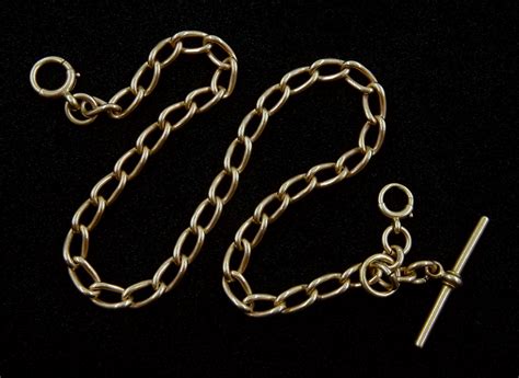 Ds Early Th Century Ct Gold Albert T Bar Watch Chain With Spring