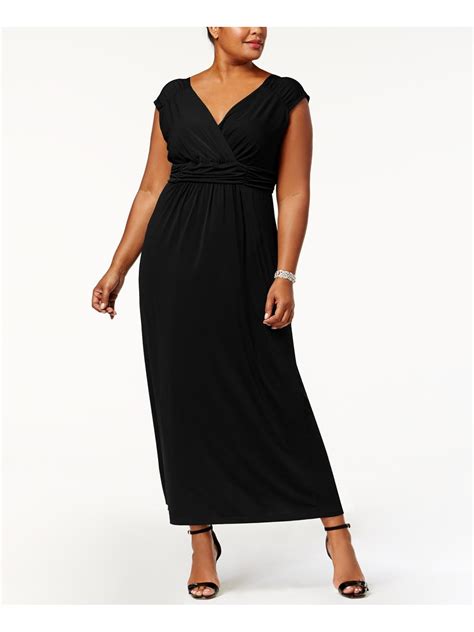 Ny Collection Ny Collection Womens Black Sleeveless Jewel Neck Maxi Empire Waist Evening Dress