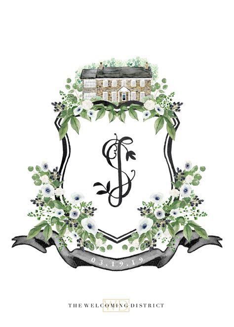 A Custom Watercolor Wedding Crest By Alicia Betz Of The Welcoming District This Black Green