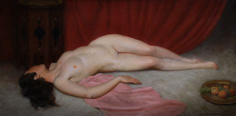 Oriental Nude Odalisque Oil On Canvas By Maurice Briard