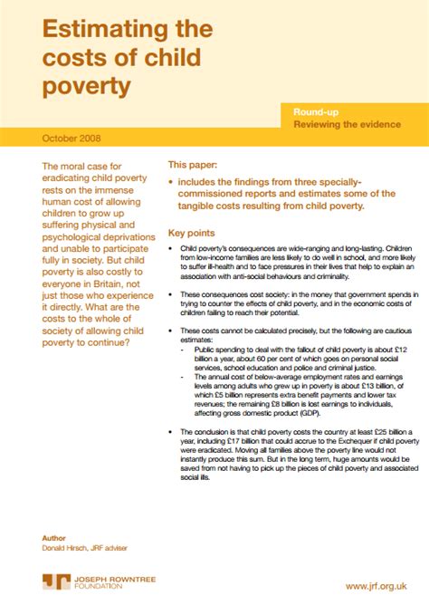 Estimating The Costs Of Child Poverty Social Value Uk