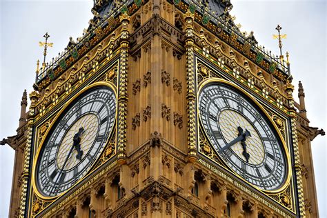 Big Ben Close Up At Palace Of Westminster In London England Encircle