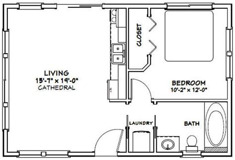 30x20 House 1 Bedroom 1 Bath 600 Sq Ft Pdf Floor Plan Etsy