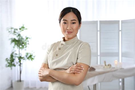Portrait Of Young Asian Masseuse Stock Image Image Of Hygiene Indoors 151340867