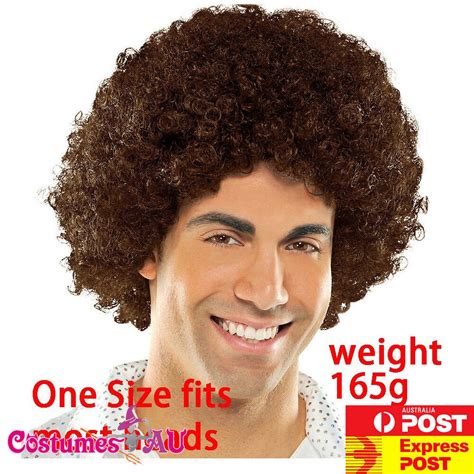 Mens Ladies Black Brown Funky Afro Wig 1970s 70s Disco Party Costume 70