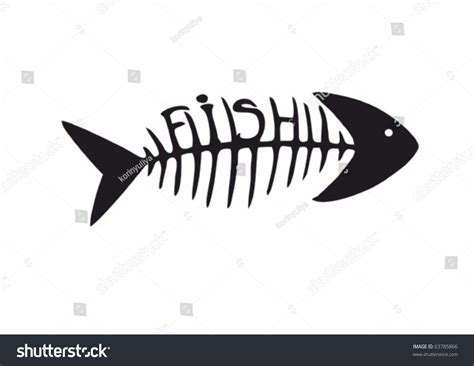 Download Silhouette Of A Fish Skeleton Stock Vector Illustration ...