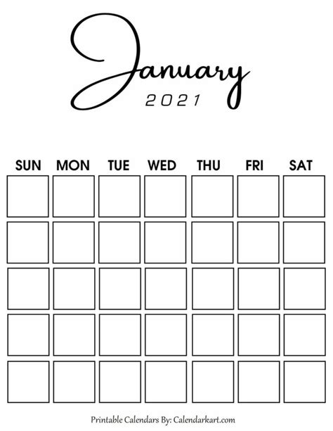 Join our email list for free to get updates. 7 Cute and Stylish Free Printable January 2021 Calendar ...