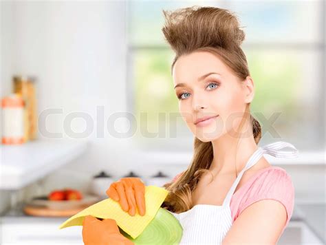 Hausfrau Abspülen Stock Bild Colourbox