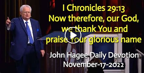 John Hagee November 17 2022 Daily Devotion I Chronicles 2913