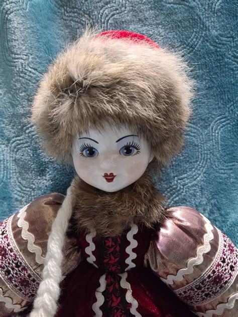 Vintage 16 inch Russian Doll. Porcelain Doll with fur hat | Etsy