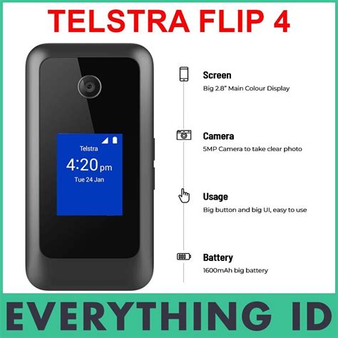 Telstra Zte Flip 4 Black 4g 4gx Blue Tick Seniors Big Button Rural