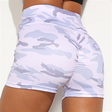 women fashion camo camouflage effortless scrunch shorts activewear yoga shorts summer casual